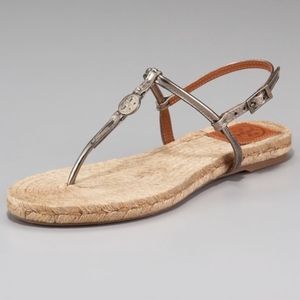 Tory Burch "Emmy" Metallic Espadrille Sandal